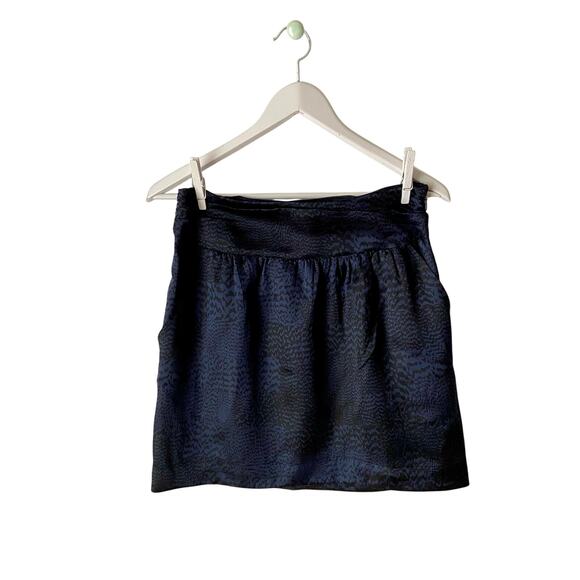 Tommy Blue Black Printed Sateen  Mini Skirt Size 6 - Picture 1 of 6